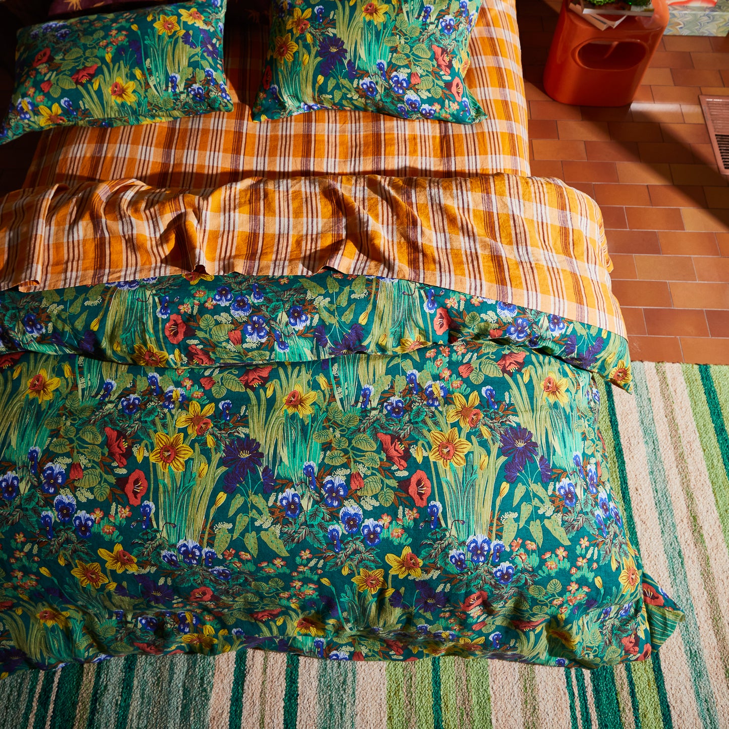 Babette Linen Quilt Cover - Verdant
