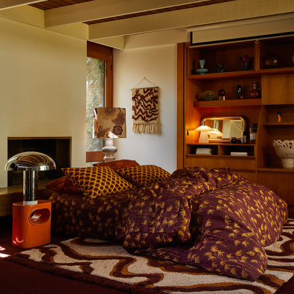Aneta Linen Quilt Cover - Rosewood