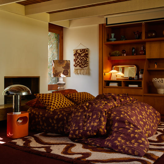 Aneta Linen Quilt Cover - Rosewood
