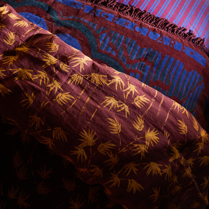 Aneta Linen Quilt Cover - Rosewood