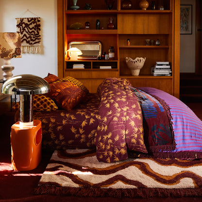 Aneta Linen Quilt Cover - Rosewood