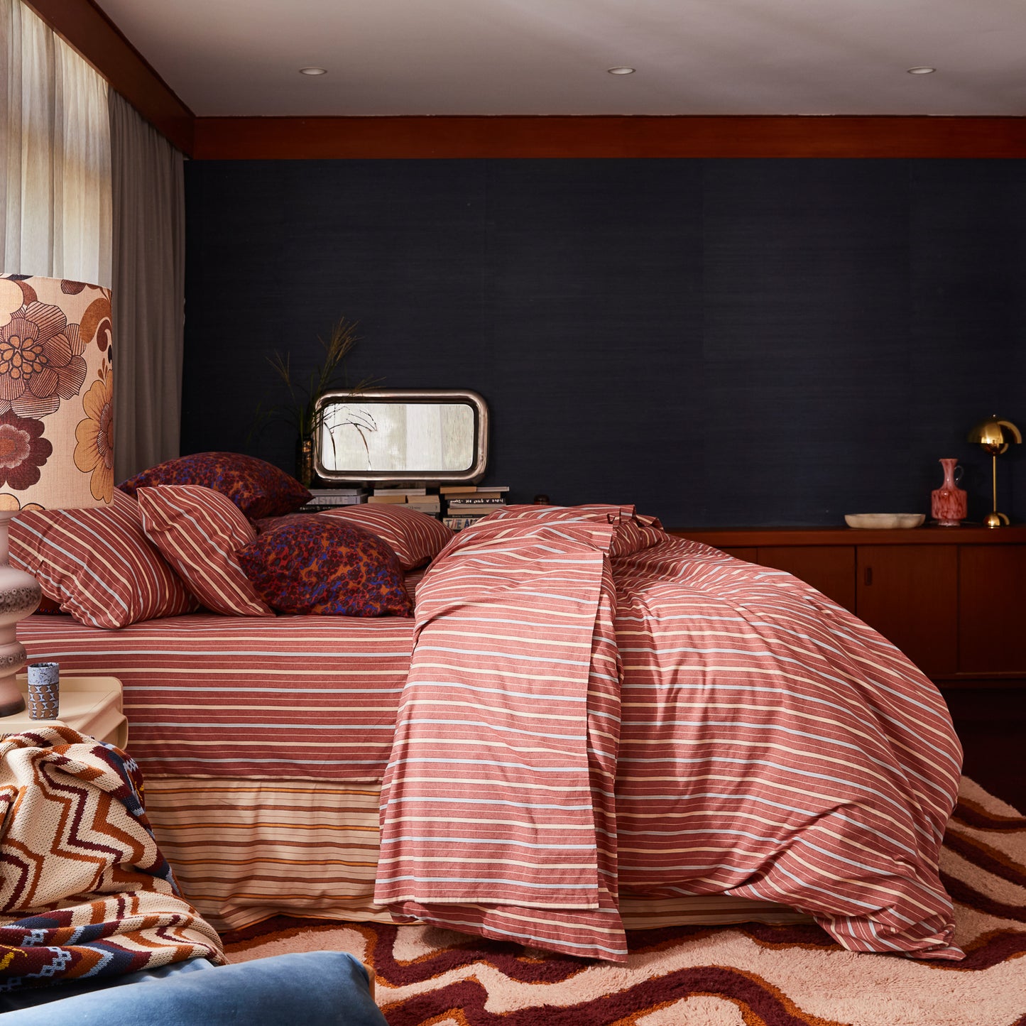 Leon Cotton Quilt Cover - Burnt Sienna