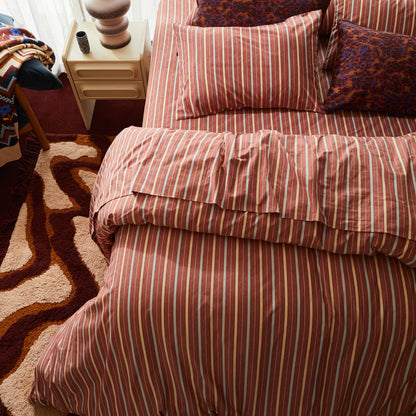 Leon Cotton Quilt Cover - Burnt Sienna