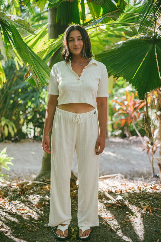 Beach PJ Pant ~ Cream Pointelle