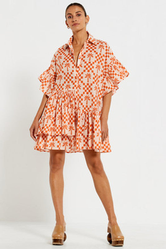 Genoa Mini Dress Palm Check