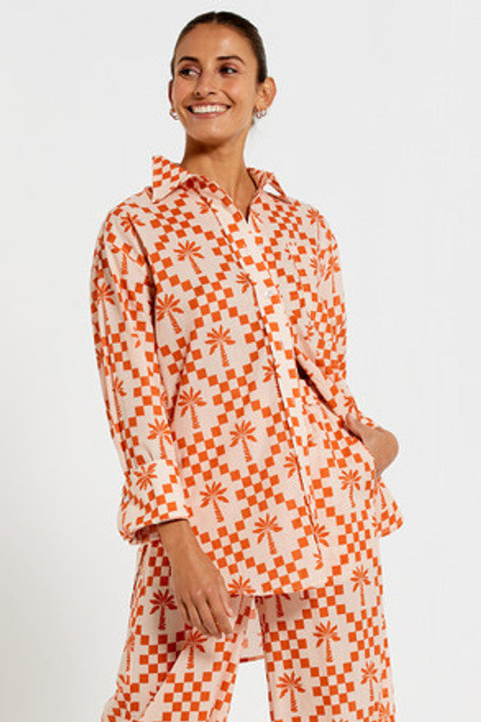Easy Fit Classic Button Down Shirt Palm Check