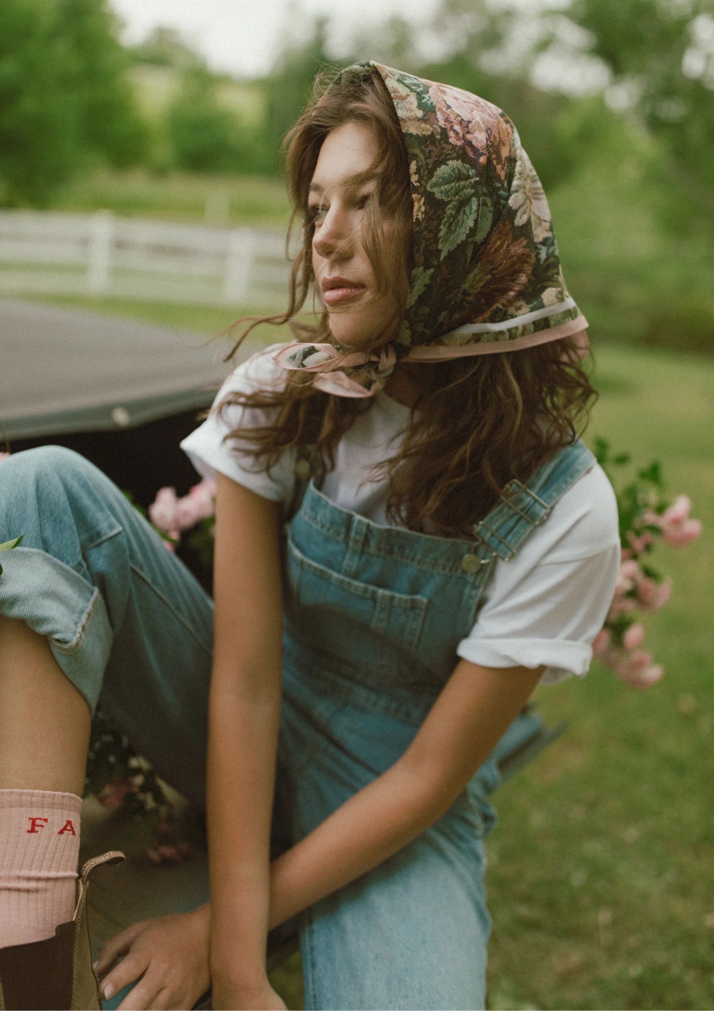 Bloom Cotton Bandana w Embroidered Edge