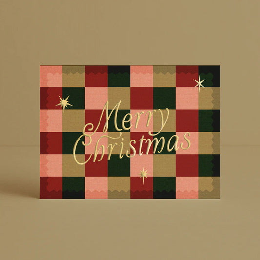 'Merry Christmas' Check Card with Gold Foil