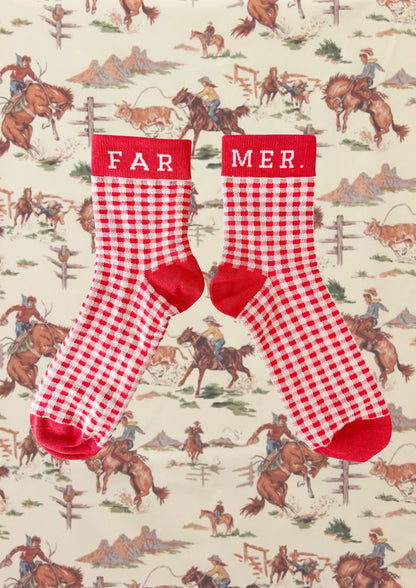 Cherry Check Socks