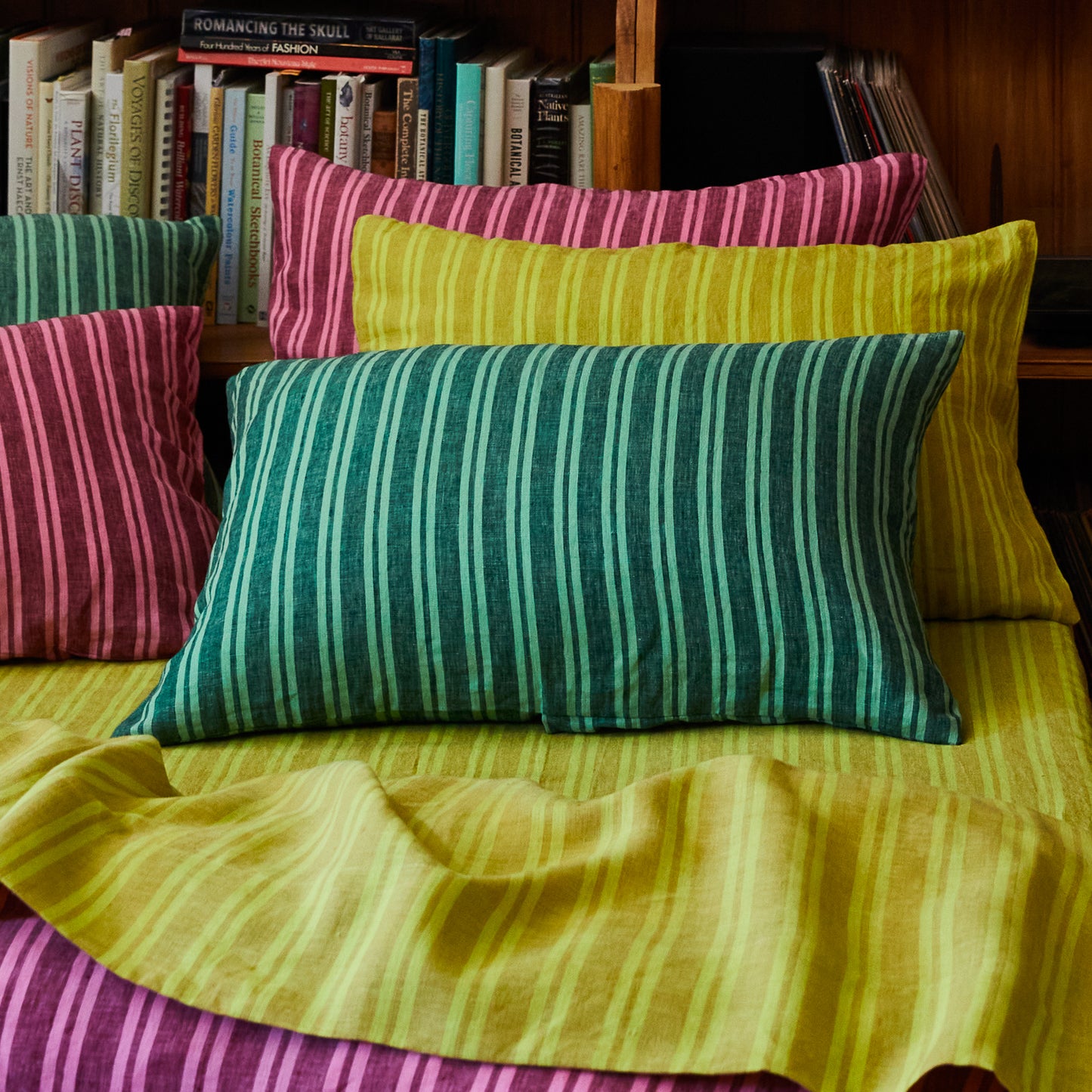 Nadine Linen Pillowcase Set - Forest