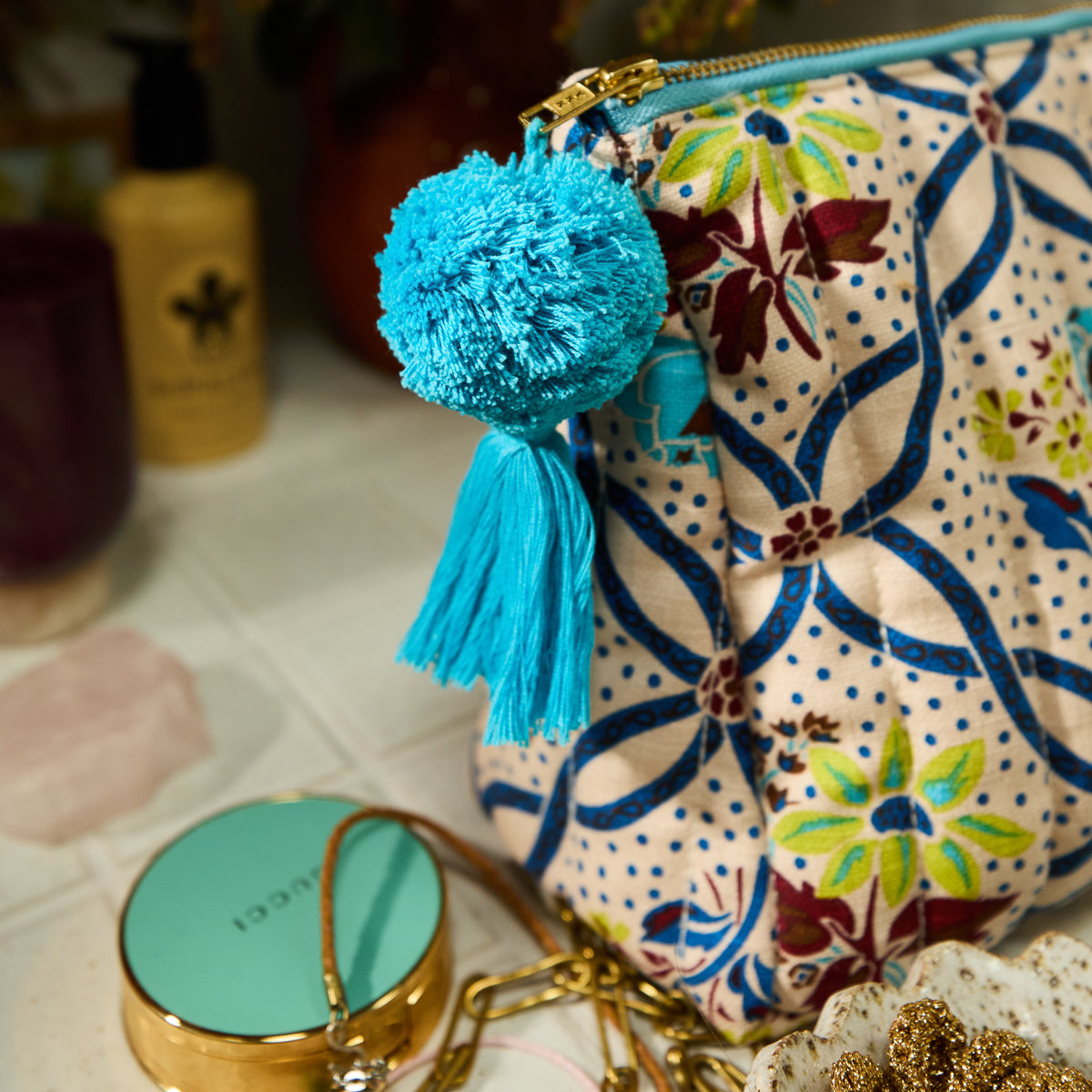 Norali Quilted Cosmetic Bag - Ecru