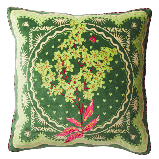 Marnie Velvet Cushion - Hunter Green