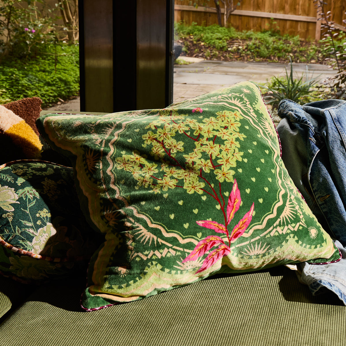 Marnie Velvet Cushion - Hunter Green