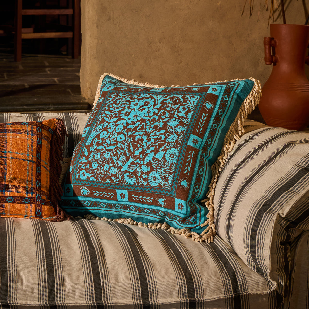 Odessa Reversible Cushion - Turquoise
