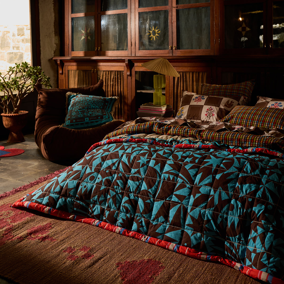 Odessa Reversible Cushion - Turquoise