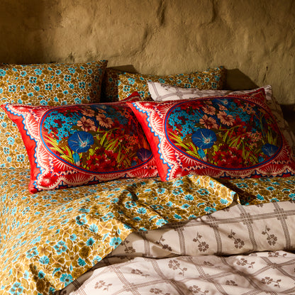 Magnolia Cotton Sheets Turquoise ~ Flat Sheet