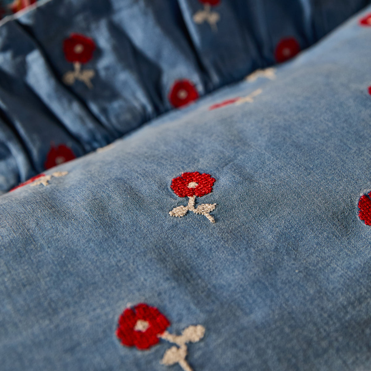 Anneliese Ruffle Pillowcase (x1) - Poppy