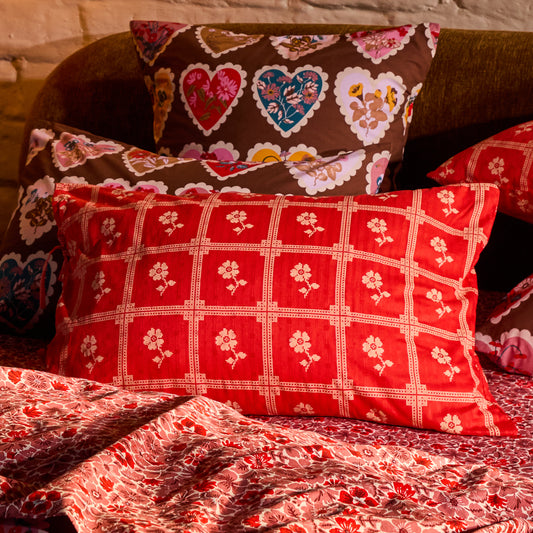 Bonny Cotton Pillowcase Set - Poppy