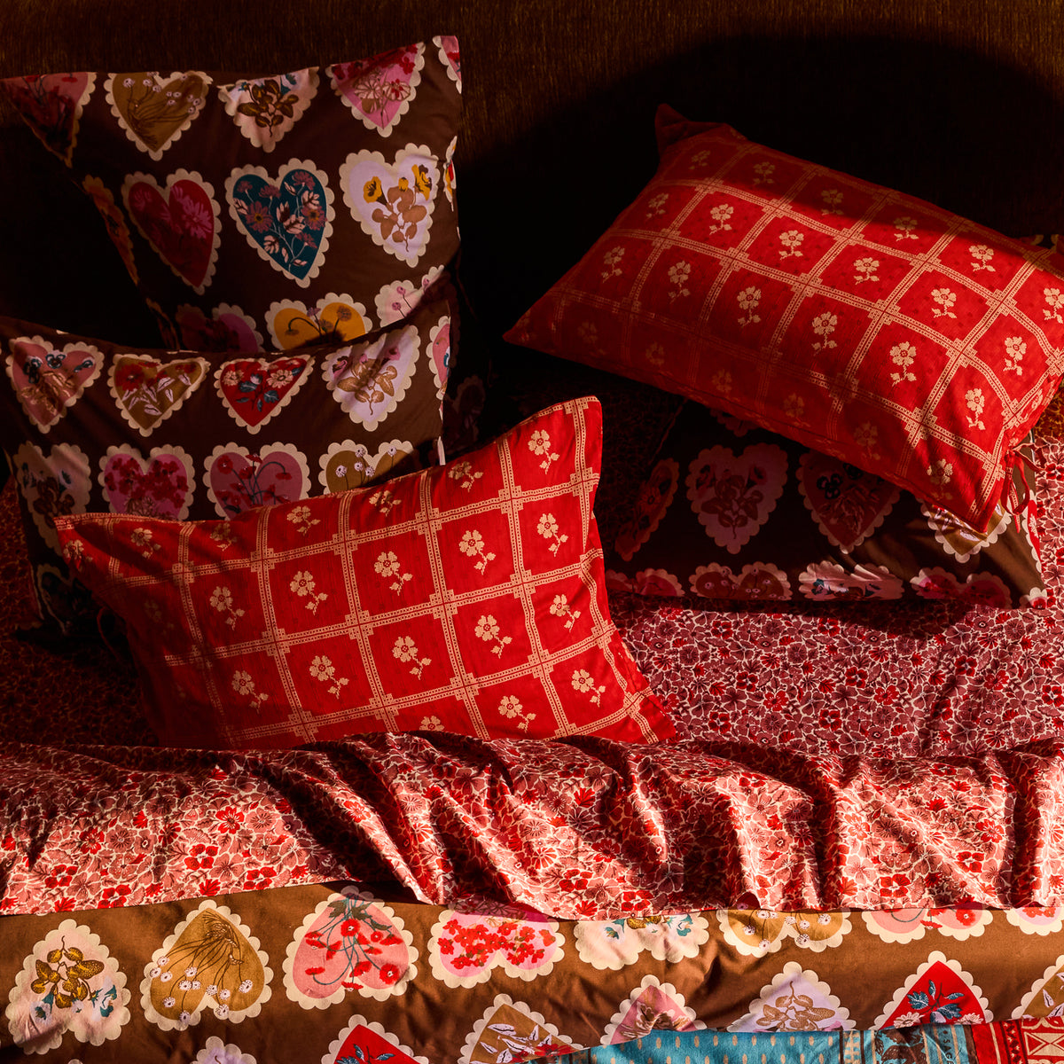 Bonny Cotton Pillowcase Set - Poppy