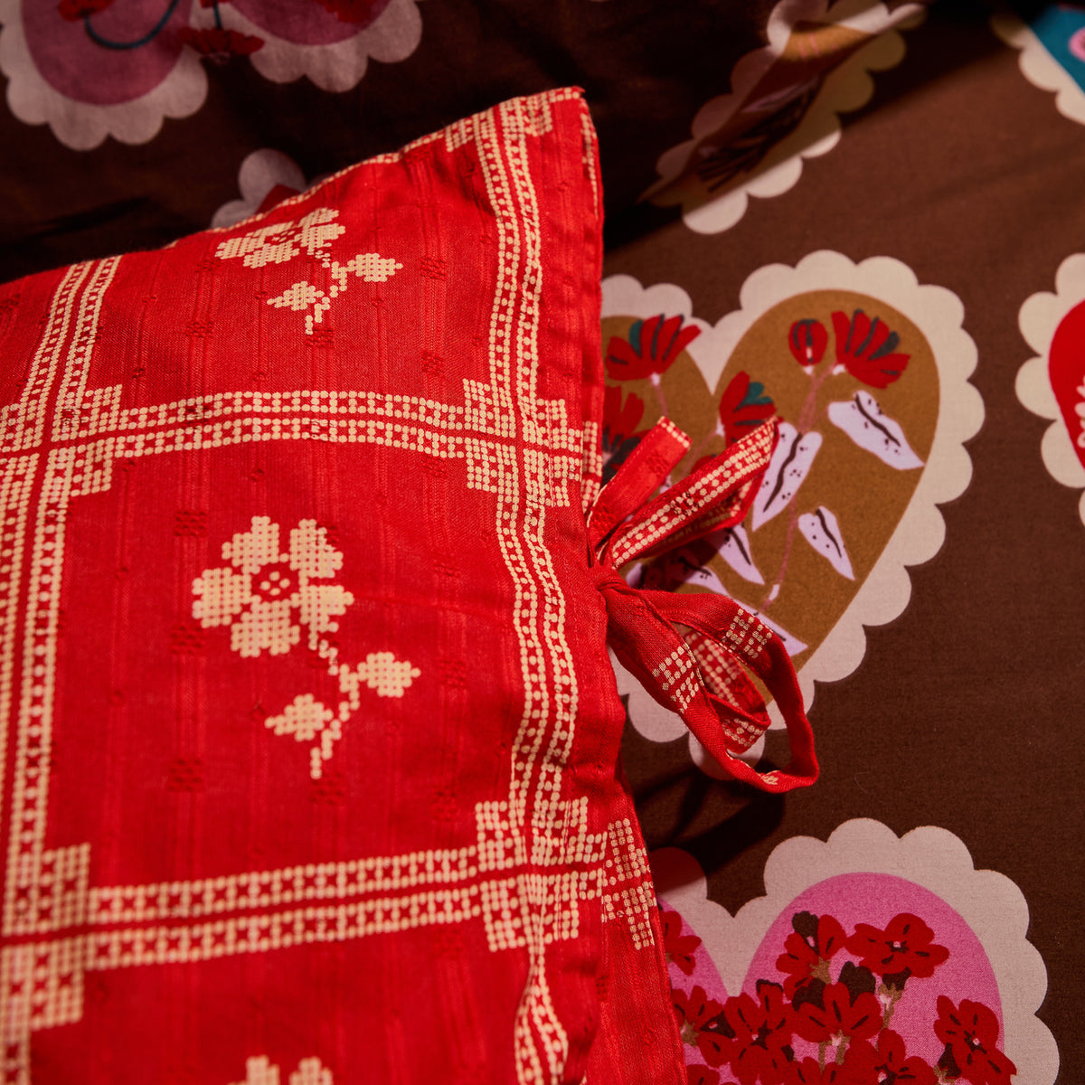 Bonny Cotton Pillowcase Set - Poppy