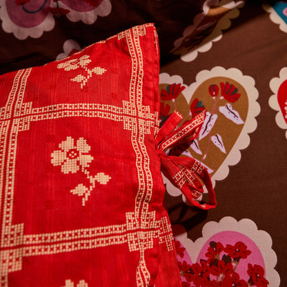 Bonny Cotton Pillowcase Set - Poppy