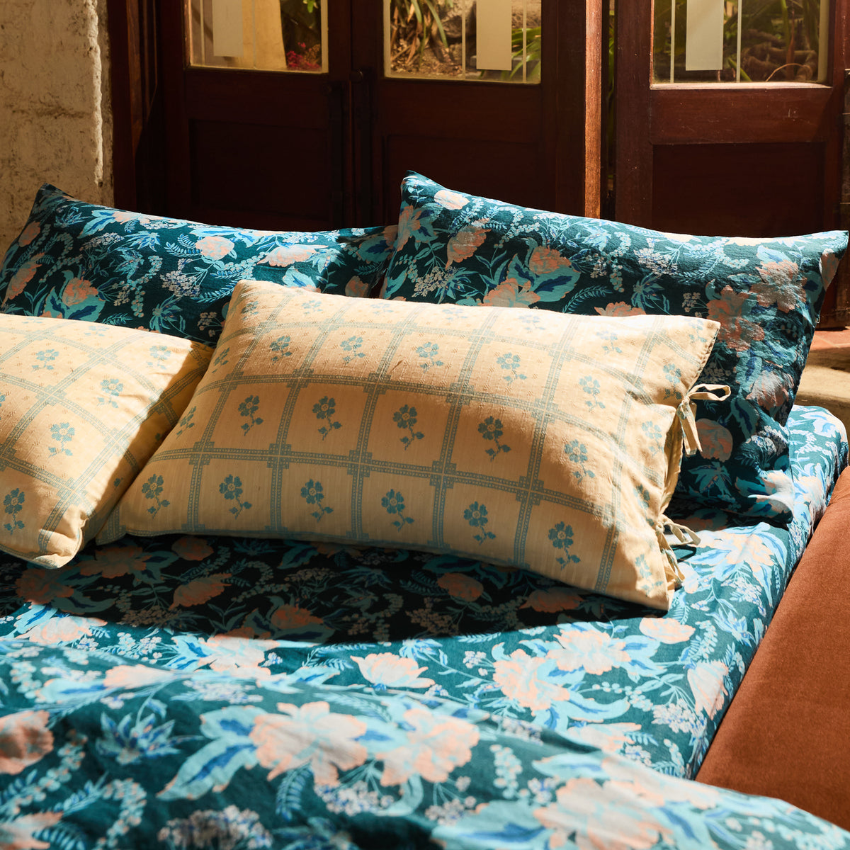Bonny Cotton Pillowcase Set - Turquoise