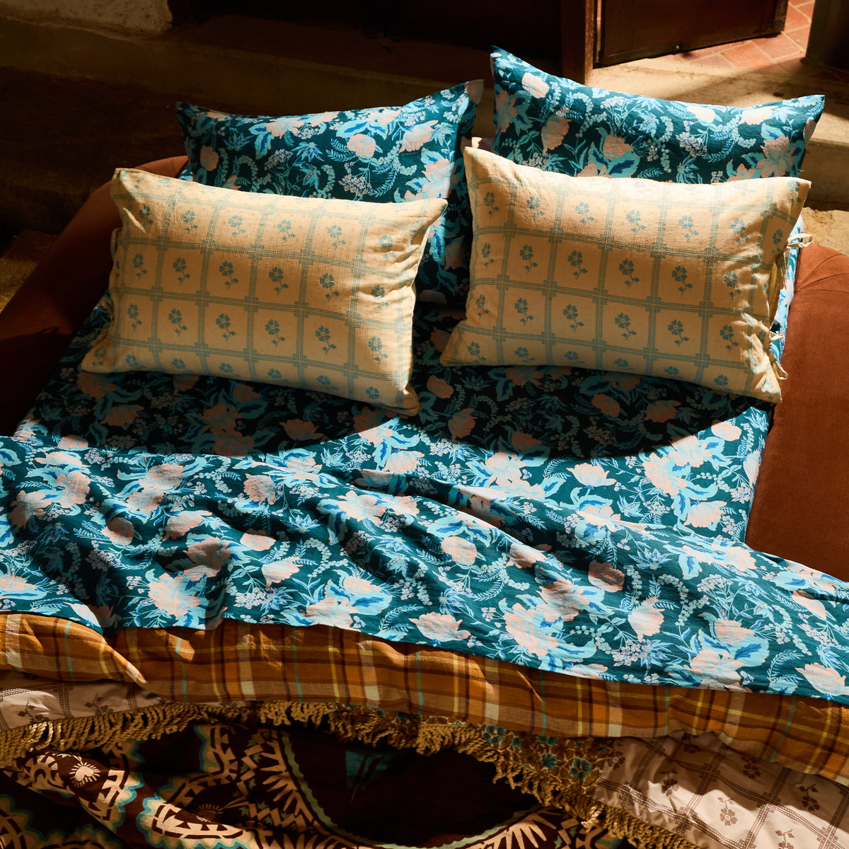 Bonny Cotton Pillowcase Set - Turquoise
