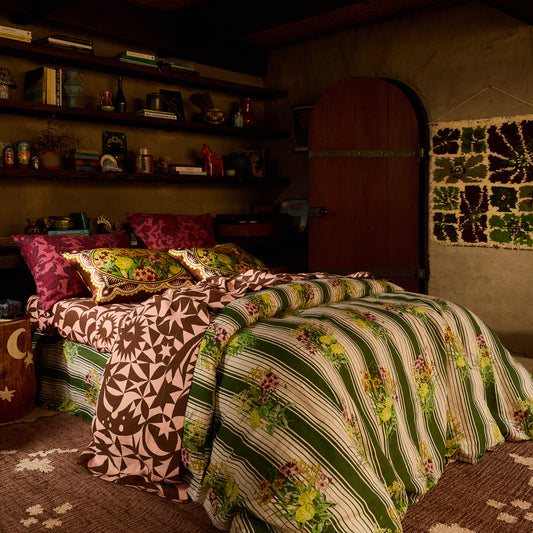 Dempsey Linen Quilt Cover - Hunter Green
