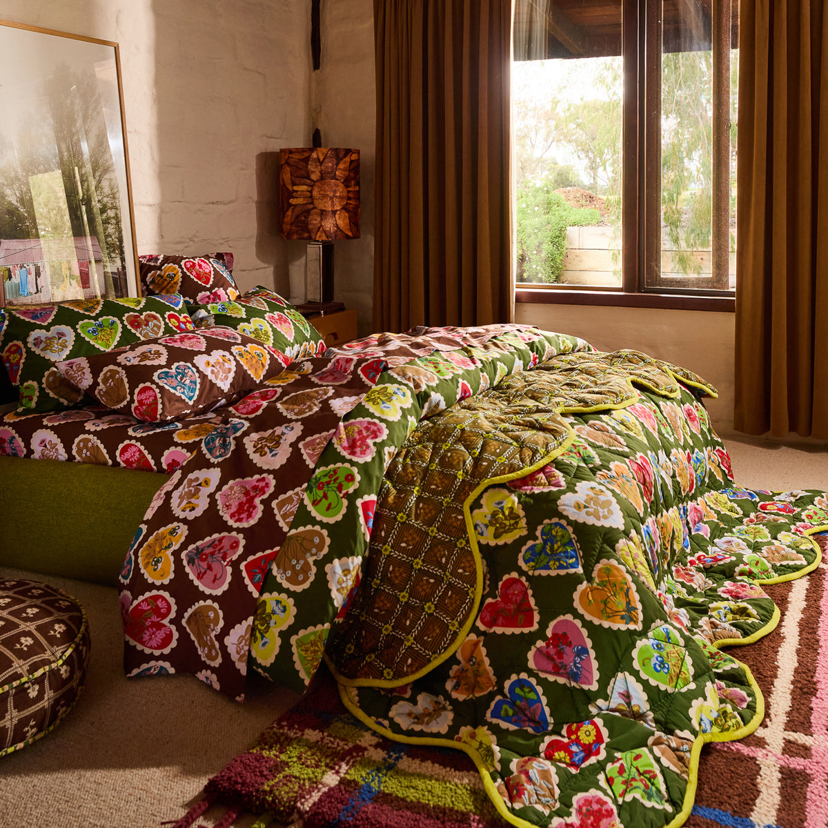 Loretta Cotton Quilt Cover - Hunter Green