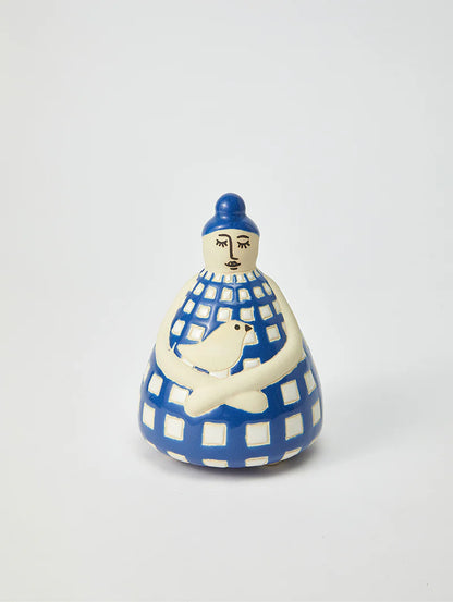 Nonna Blue Check Vase