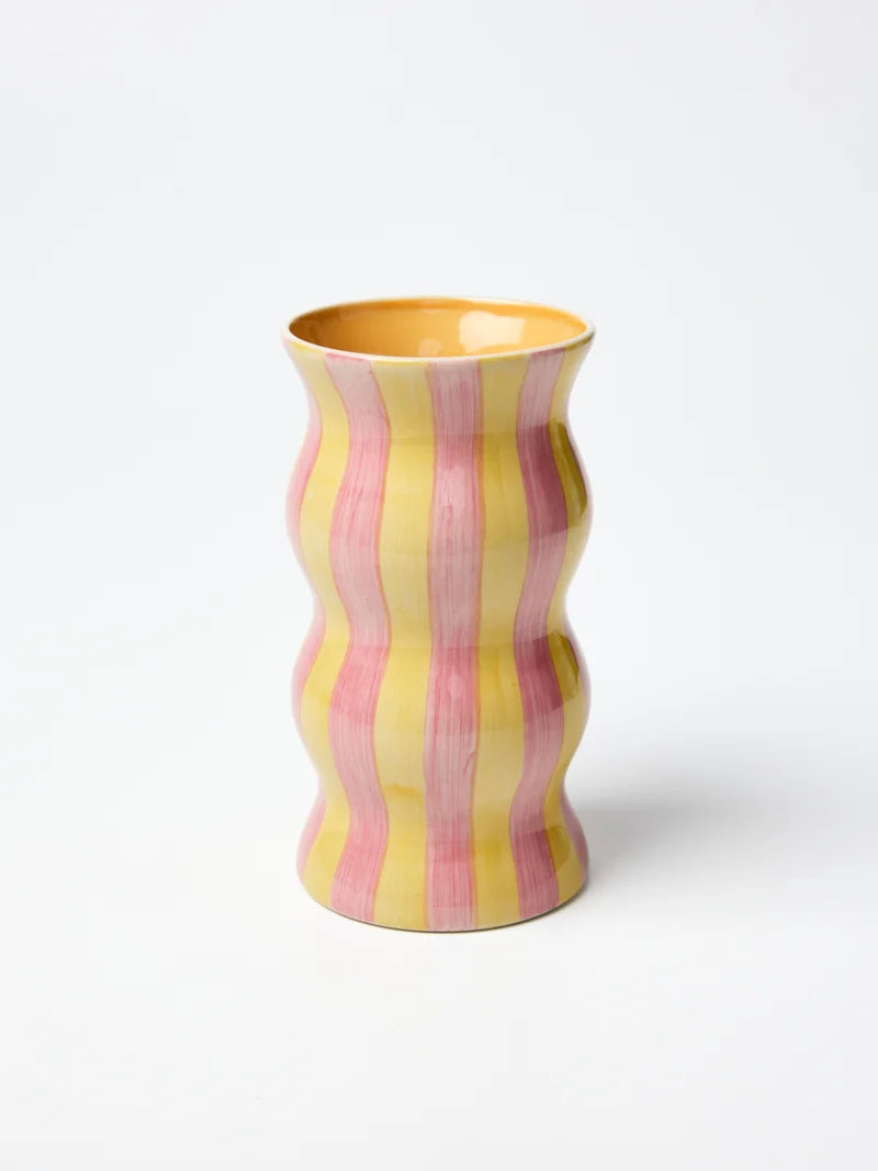 Palma Vase Yellow Pink Stripe