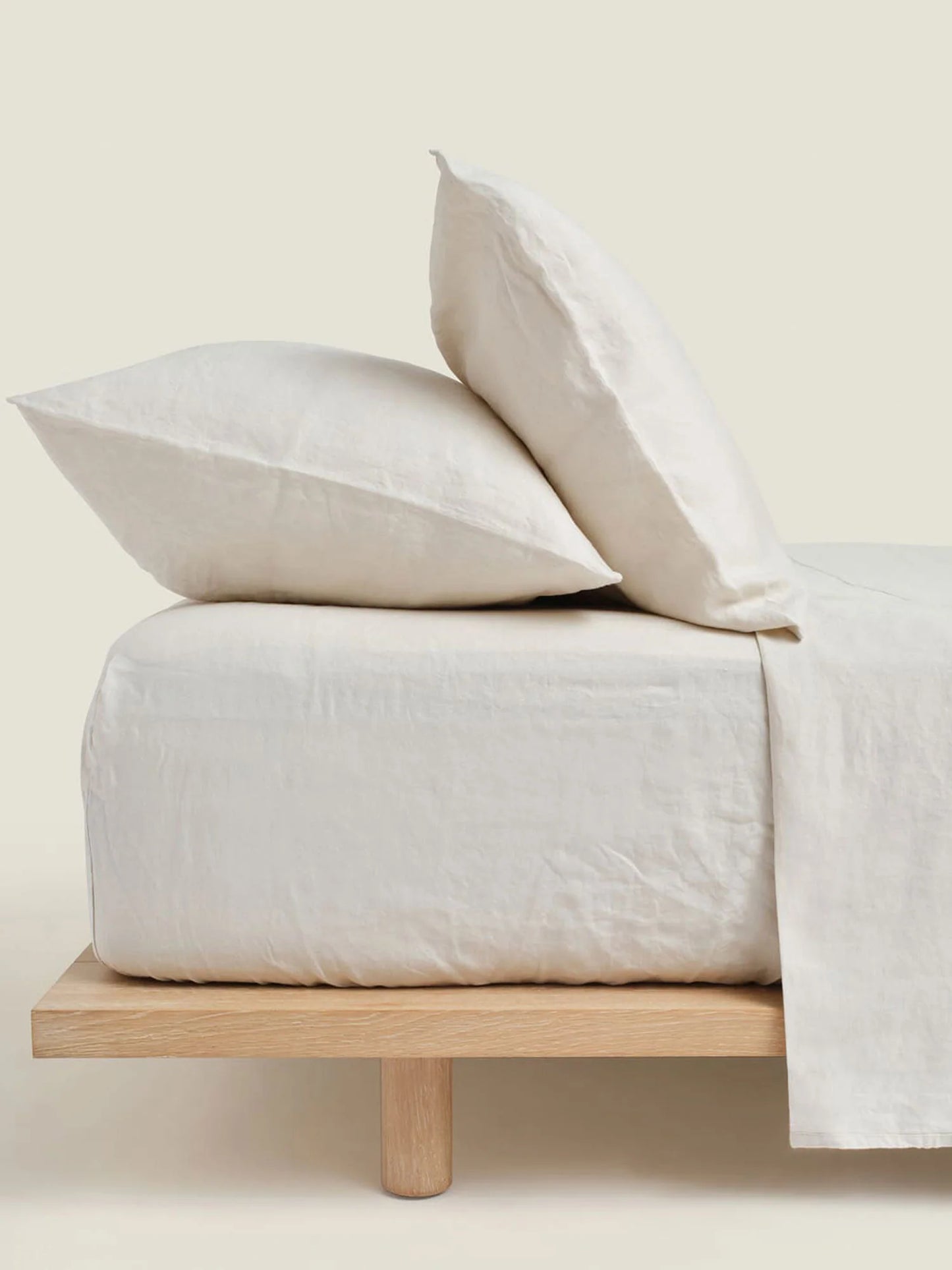 100% Linen Fitted Sheet ~ Cream