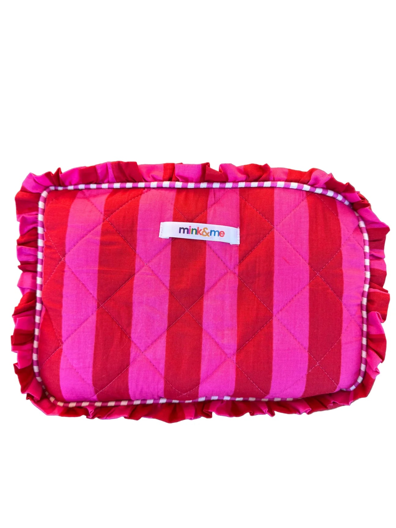 Havana Red Pink Stripe Frill Cosmetic Bag