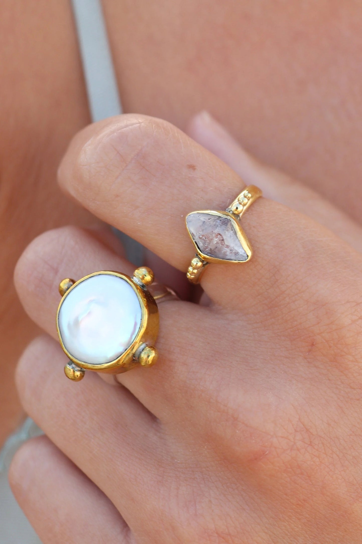 Herkimer Diamond Gold Ring ~ 7/M