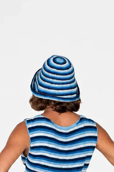 Horizon Crochet Hat Blue Stripe