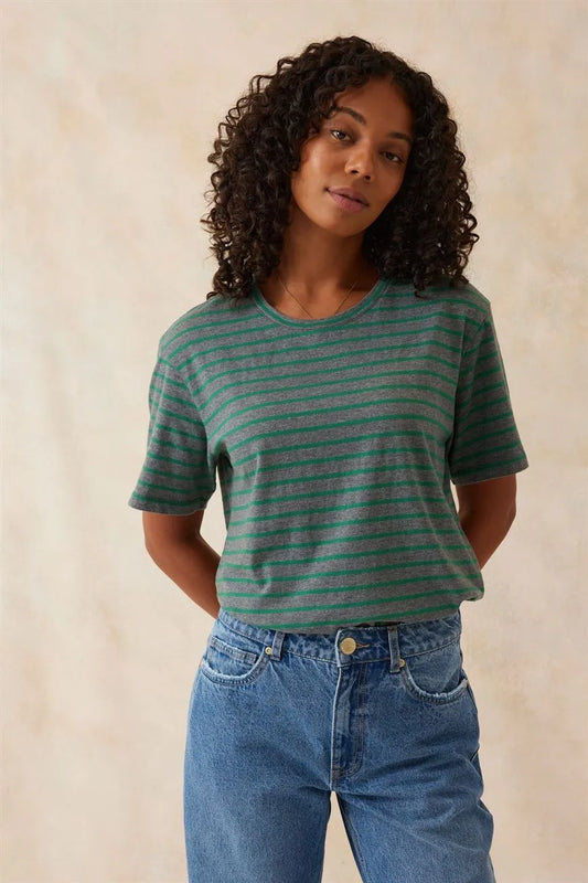 Slouchy Split Hem Tee Mid Grey Marle