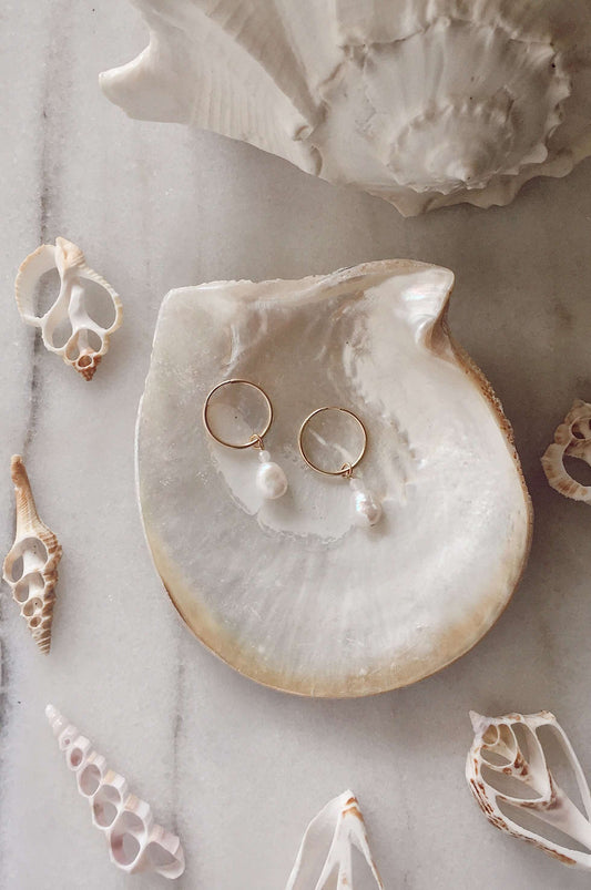 Gold Fill Pearl and Gem Hoops