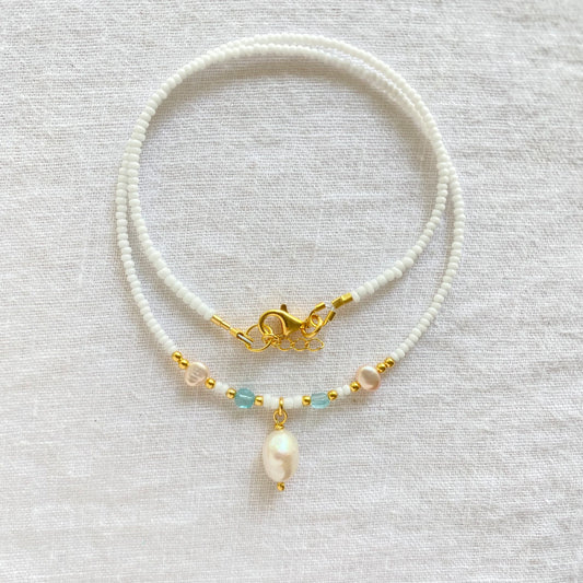 Sunlit Pearl Necklace Gold Plated
