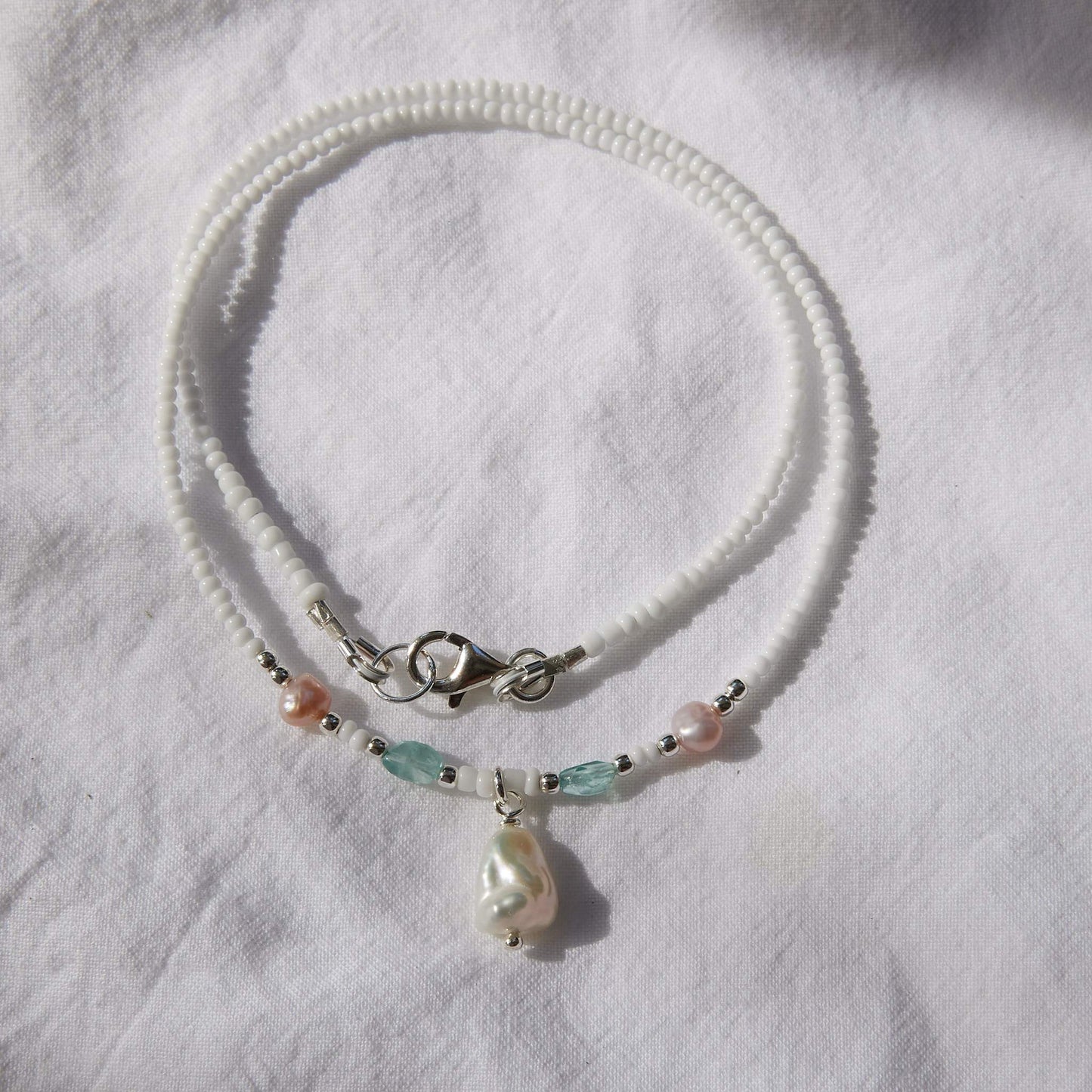 Sunlit Pearl Necklace Sterling Silver