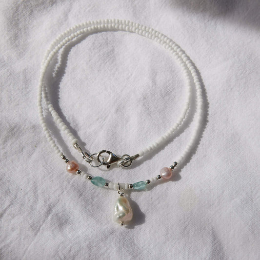 Sunlit Pearl Necklace Sterling Silver