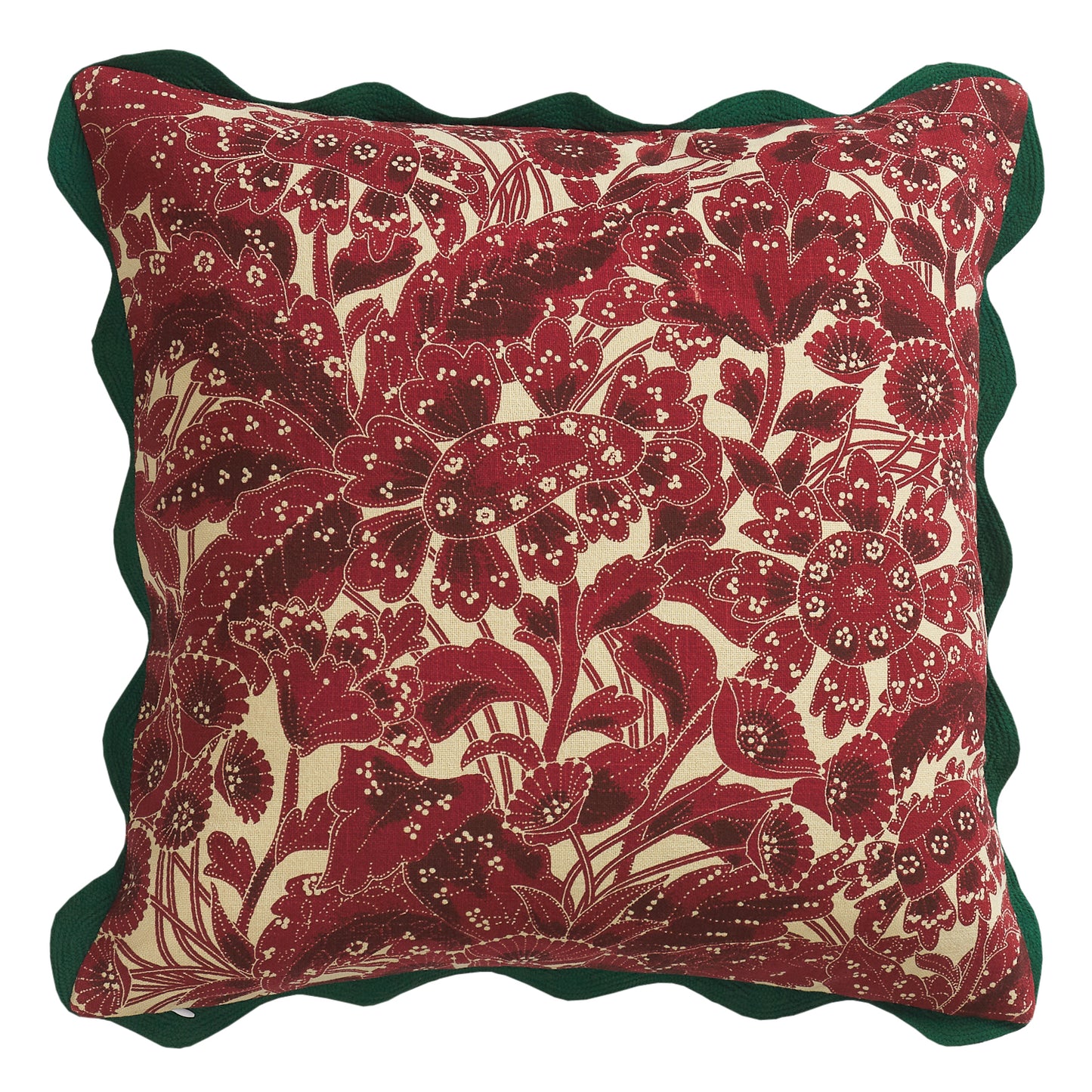 Lucia Embroidered Cushion - Crimson