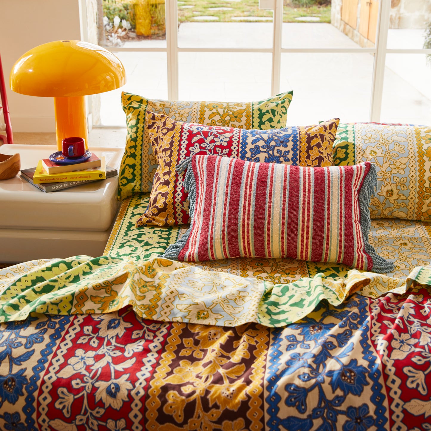 Selene Woven Cushion - Crimson