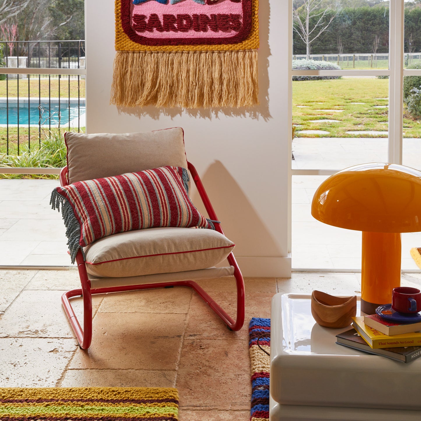 Selene Woven Cushion - Crimson