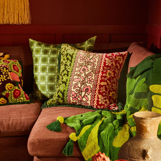 Thea Velvet Cushion - Kelp