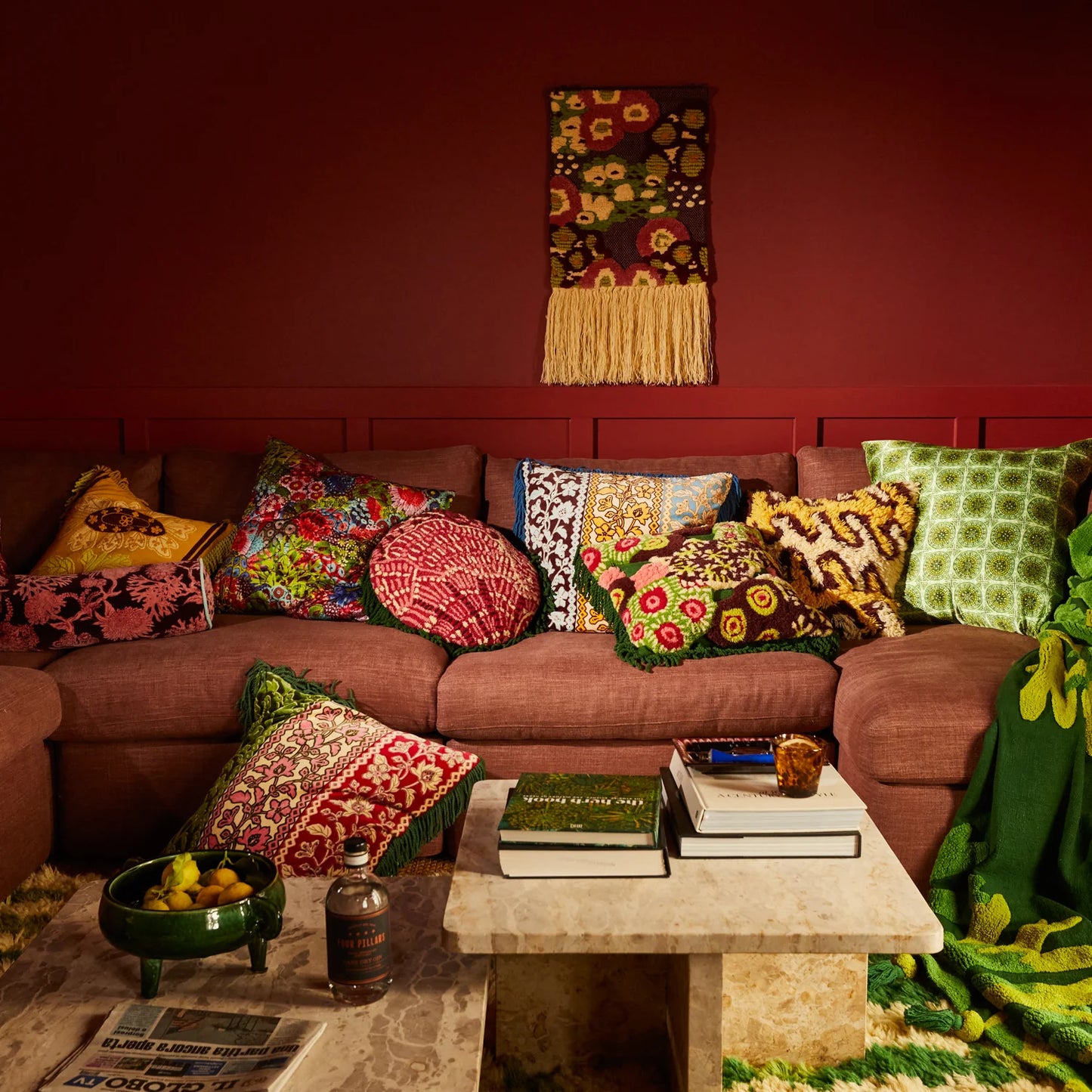 Thea Velvet Cushion - Kelp