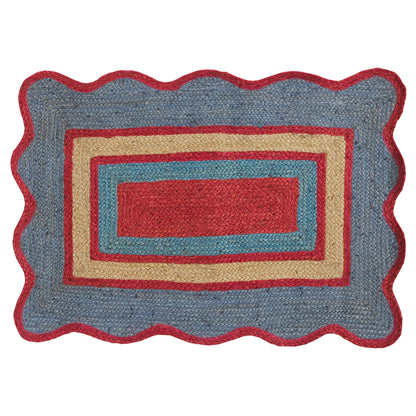 Melvie Jute Mat - Cerulean