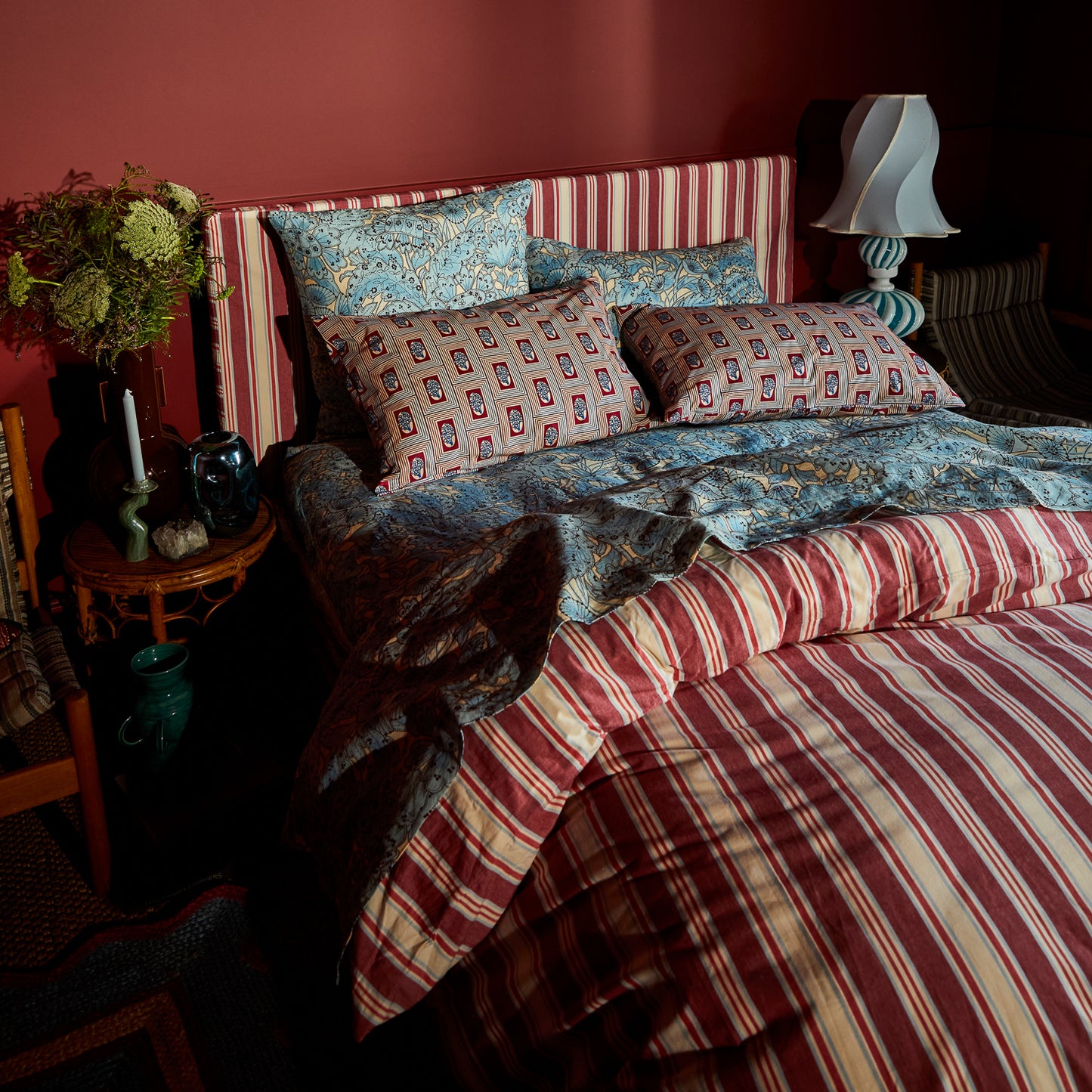 Lucia Linen Pillowcase Set - Cerulean