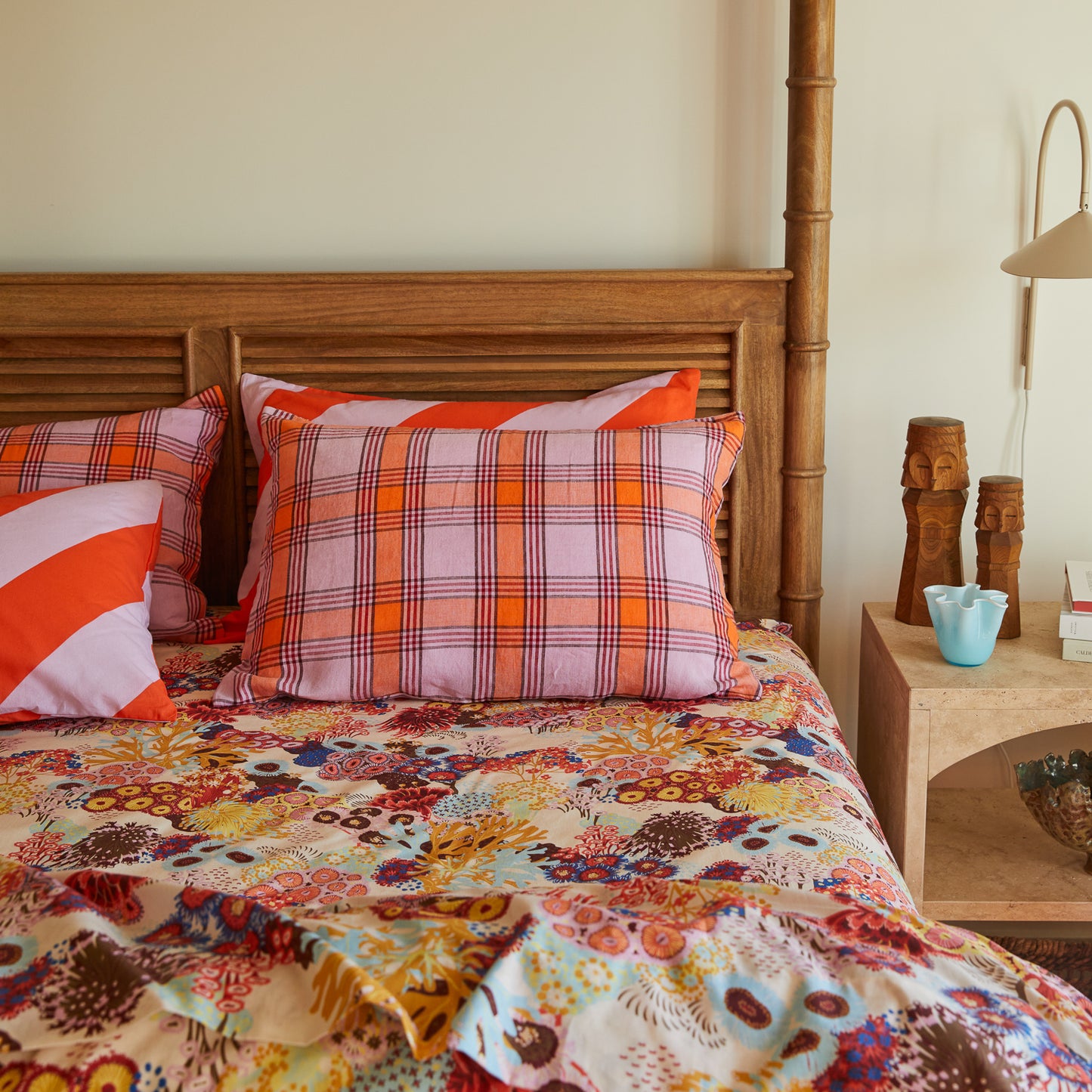 Isla Linen Pillowcase Set - Vivid Coral