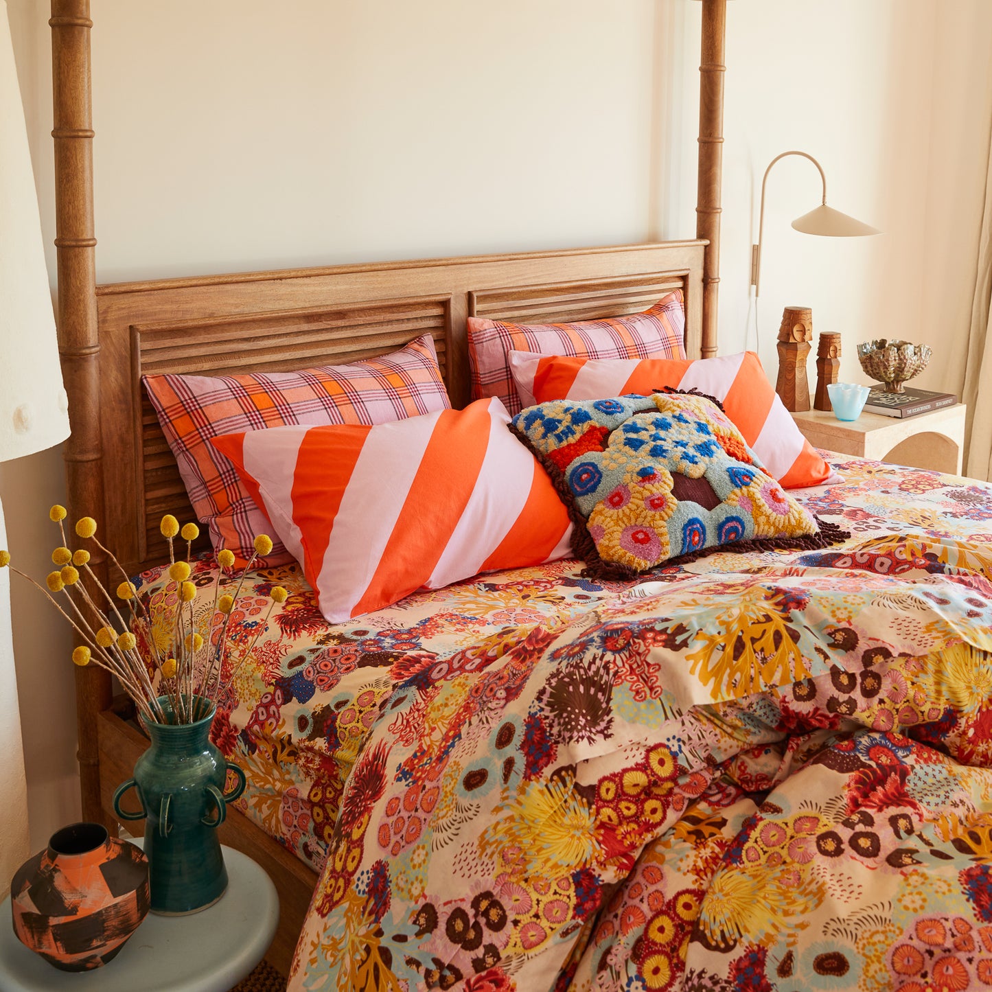 Isla Linen Pillowcase Set - Vivid Coral