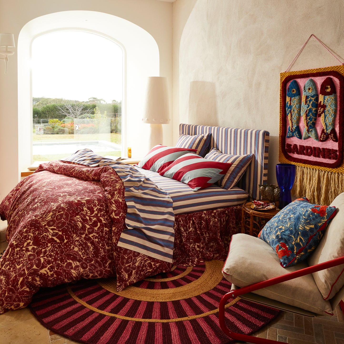 Clarice Cotton Pillowcase Set - Crimson